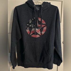Jeep Men's Dark Gray Hoodie with American Flag Star 80th